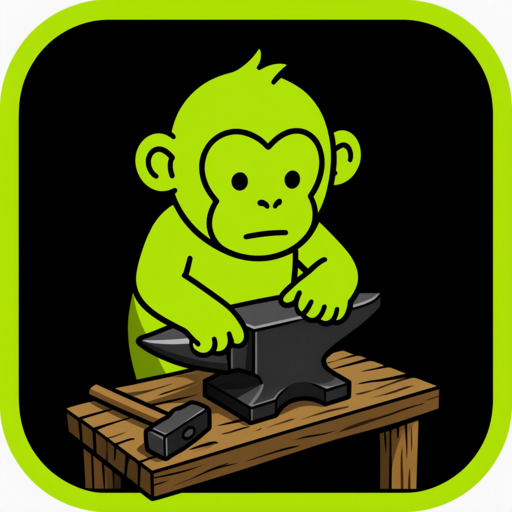 Forge Lab app icon — a green monkey leaning over an anvil