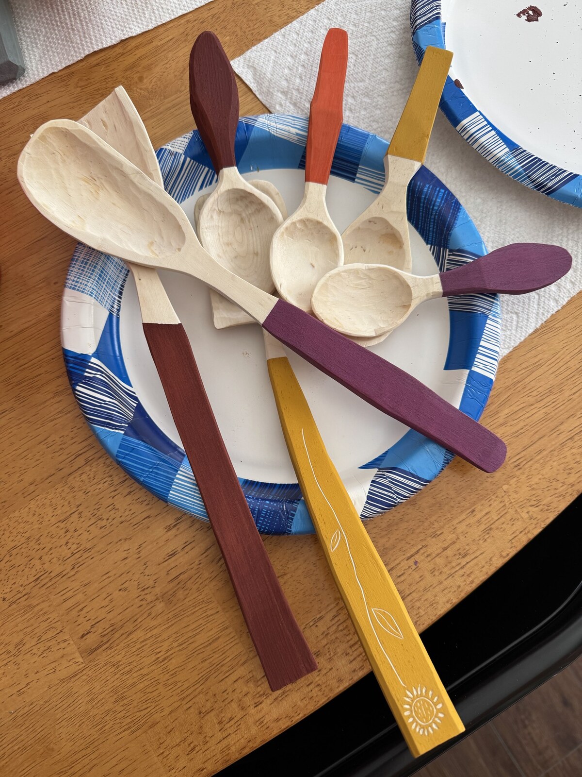birch spoons painted with milk paint